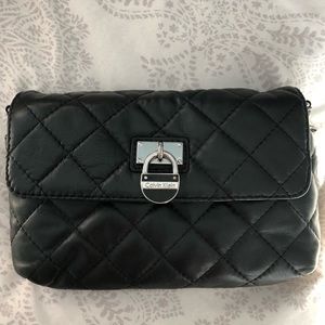 Calvin Klein Silver Lock Soft Leather Crossbody